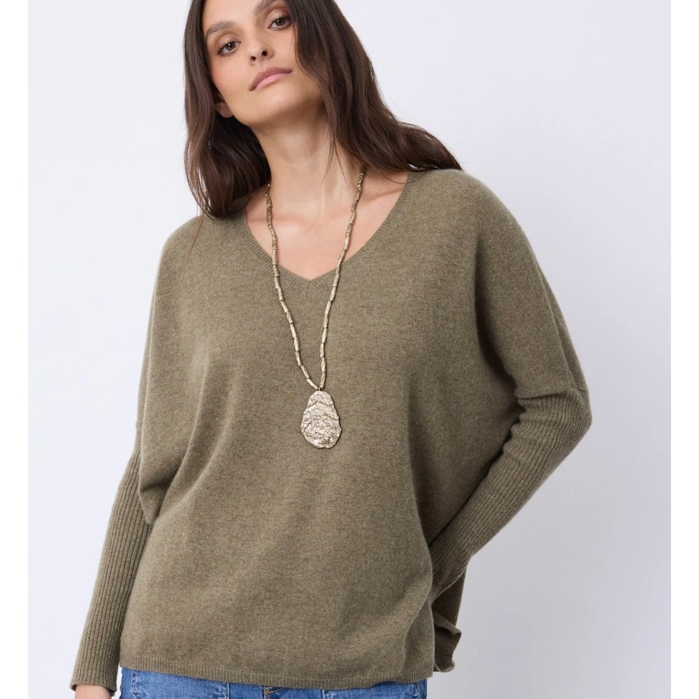NOT‎ SHY Paris 100% Cashmere Sweater Gray Heathered Long Sleeve XL